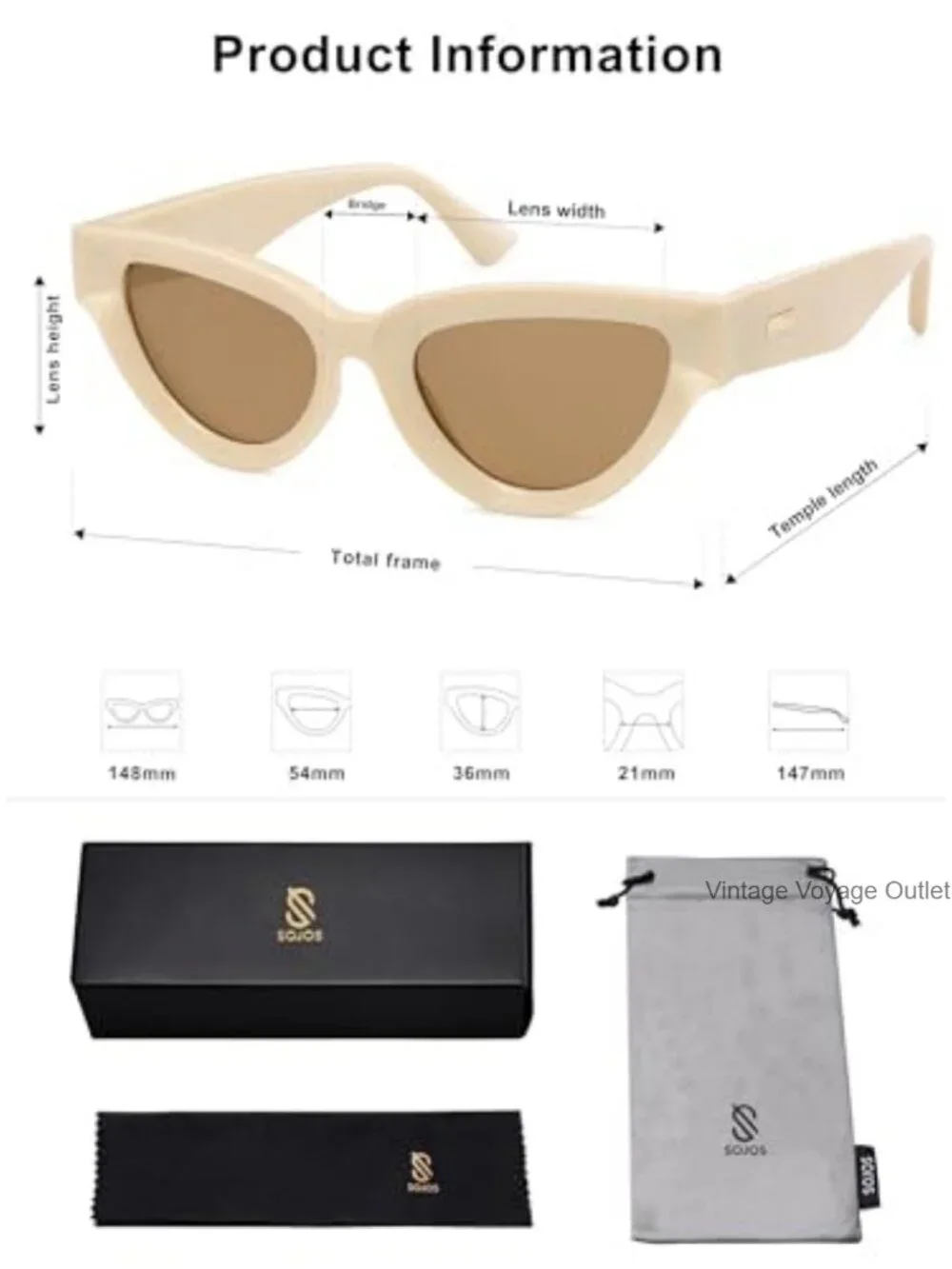 Retro Polarized Cat Eye Sunglasses for Women UV400 Protection